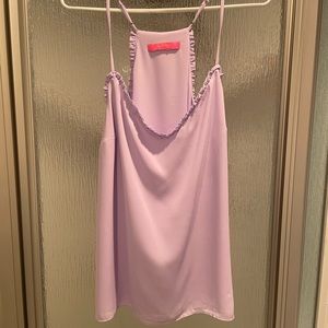 Lilly Pulitzer Dusk ruffled tank top, light lilac verbena, XL.